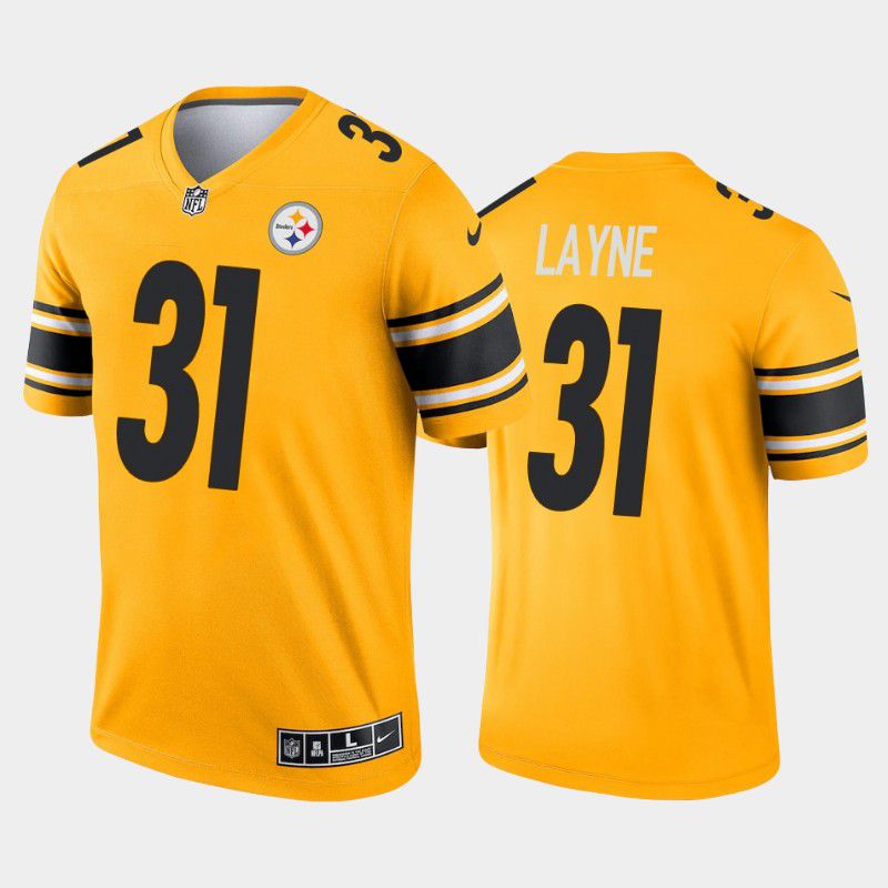 Men Pittsburgh Steelers #31 Justin Layne Nike Gold Inverted Legend NFL Jersey->pittsburgh steelers->NFL Jersey